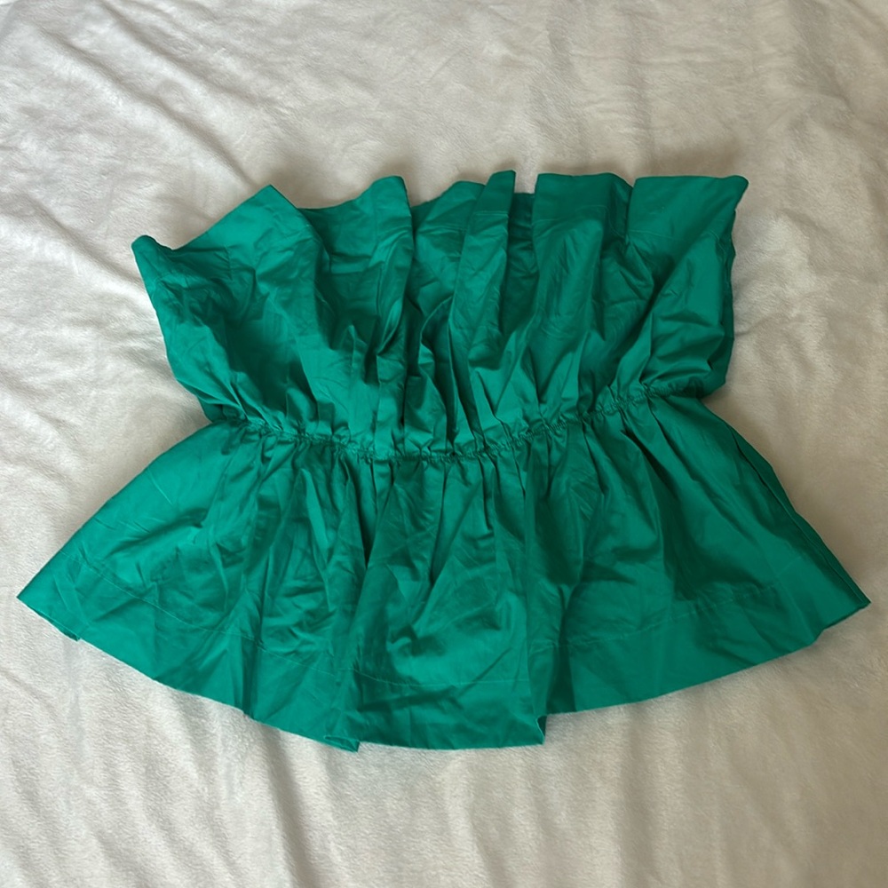 NWT anthropologie green strapless peplum top